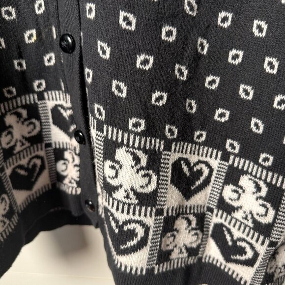 Pendleton CARD PLAYING CARDIGAN SWEATER, Size Small, Black & White Vintage - Picture 7 of 7